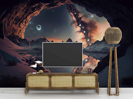 Gece Kış Gökyüzü Temalı Duvar Kağıdı