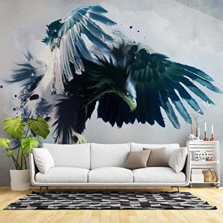 Kara Kartal Çizim Temalı Duvar Kağıdı