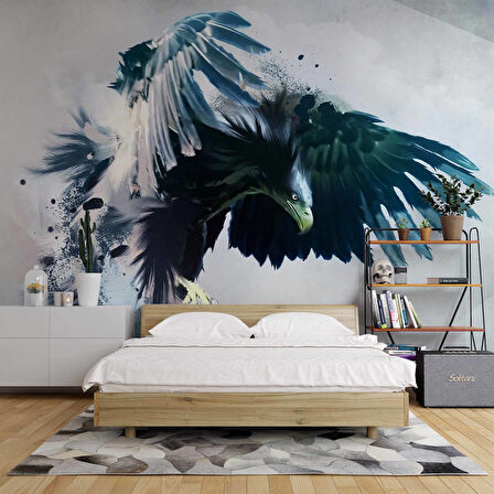 Kara Kartal Çizim Temalı Duvar Kağıdı