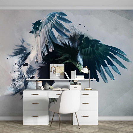 Kara Kartal Çizim Temalı Duvar Kağıdı