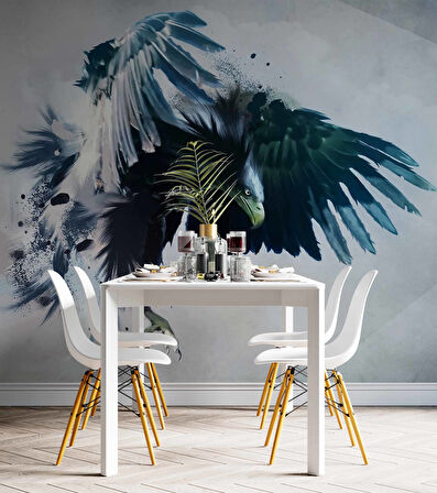 Kara Kartal Çizim Temalı Duvar Kağıdı