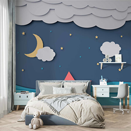 Denizci Gece Ay Yıldız Çocuk Odası Duvar Kağıdı