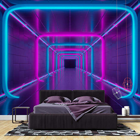 3 Boyutlu Neon Derinlik Duvar Kağıd
