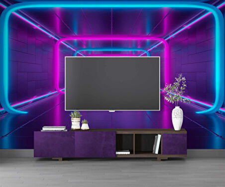 3 Boyutlu Neon Derinlik Duvar Kağıd