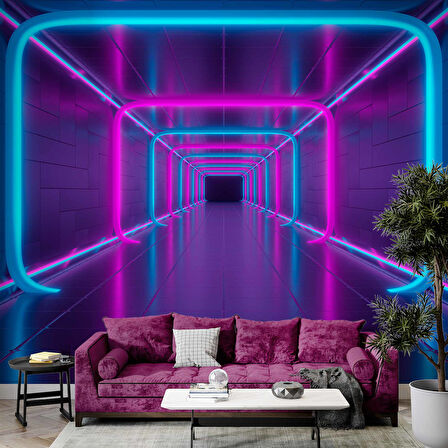 3 Boyutlu Neon Derinlik Duvar Kağıd