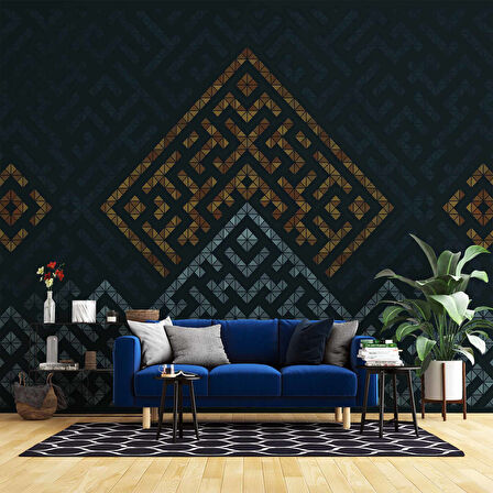 Mozaik Etnik Motif Desenli Duvar Kağıtı