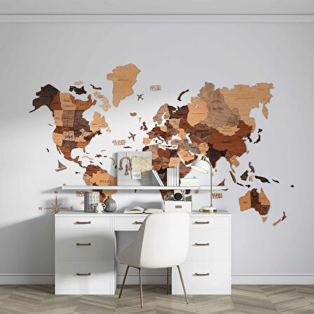 Ahşap Ağaç Dünya Haritası Duvar Kağıdı