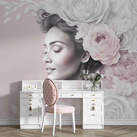 Soft Çiçek ve Kadın Duvar Kağıdı