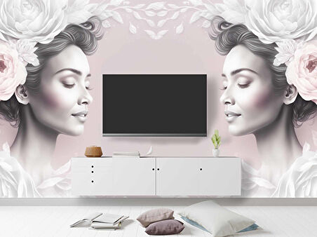 Soft Çiçek ve Kadın Duvar Kağıdı