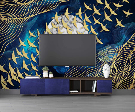 3D Gece Gökyüzü ve Ay Duvar Kağıdı