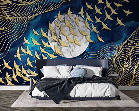 3D Gece Gökyüzü ve Ay Duvar Kağıdı