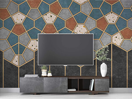 Mozaik Etnik Halı Deseni Duvar Kağıdı Baskı