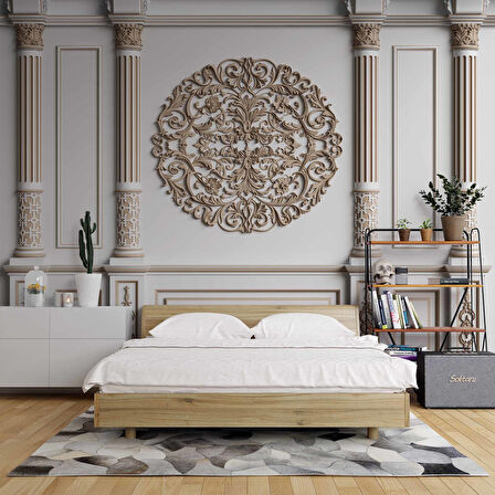 3D Beyaz Sütun Kahverengi Panel Duvar Kağıdı Baskı