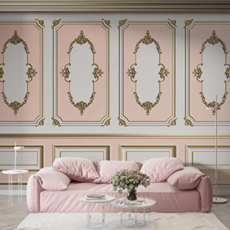 3D Pembe Panel Duvar Kağıdı Baskı