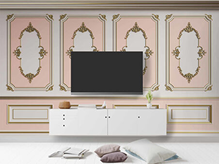 3D Pembe Panel Duvar Kağıdı Baskı
