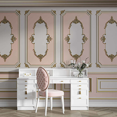 3D Pembe Panel Duvar Kağıdı Baskı