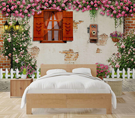 3 Boyutlu Sokak Görünümlü Duvar Kağıdı Baskı