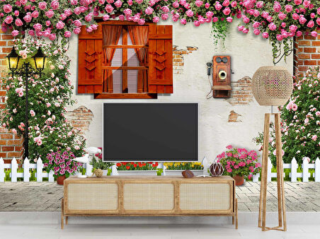 3 Boyutlu Sokak Görünümlü Duvar Kağıdı Baskı