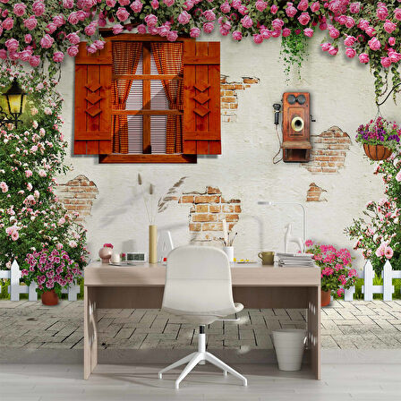 3 Boyutlu Sokak Görünümlü Duvar Kağıdı Baskı