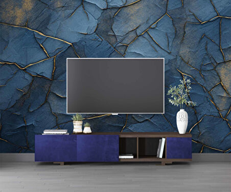 Mavi Taş Duvar Deseni Duvar Kağıdı Baskı