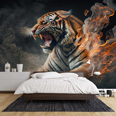 Alevli Kaplan Duvar Kağıdı Baskı