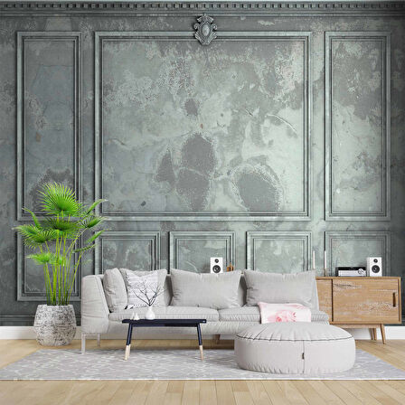 3D Gri Panel Duvar Kağıdı Baskı