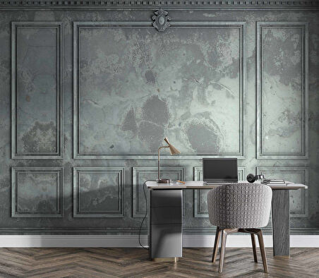 3D Gri Panel Duvar Kağıdı Baskı