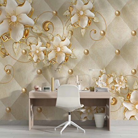 Soft çiçek ve inci Duvar Kağıdı Baskı