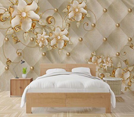 Soft çiçek ve inci Duvar Kağıdı Baskı