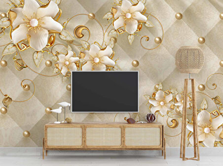 Soft çiçek ve inci Duvar Kağıdı Baskı