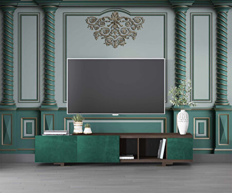 3D Altın Sütun Yeşil Panel Duvar Kağıdı Baskı