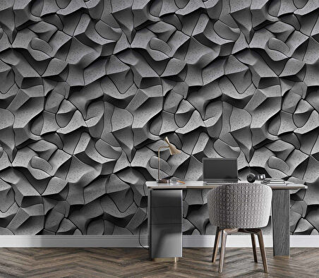 3D Beton Taş Duvar Kağıdı Baskı