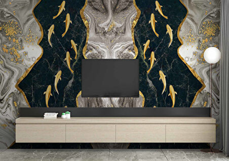 3 Boyutlu Siyah Kabartmalı Duvar Kağıdı Baskı