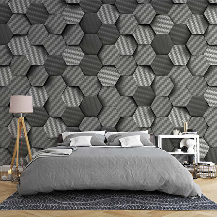 3 Boyutlu Carbon Fiber Görünümlü Duvar Kağıdı Baskı