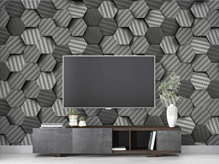 3 Boyutlu Carbon Fiber Görünümlü Duvar Kağıdı Baskı