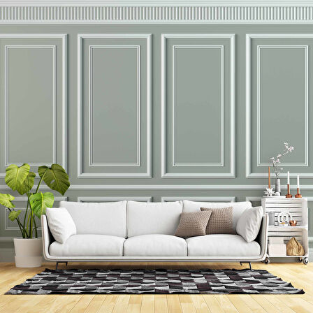 3D Beyaz Çıtalı Ahşap Panel Duvar Kağıdı Baskı