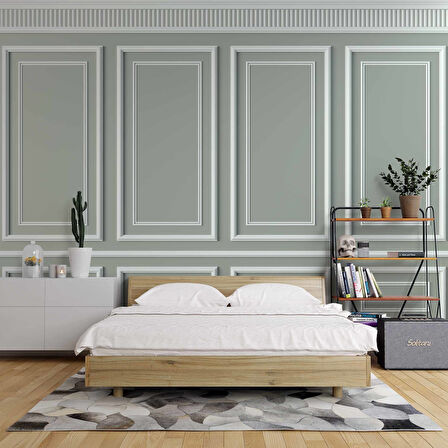 3D Beyaz Çıtalı Ahşap Panel Duvar Kağıdı Baskı