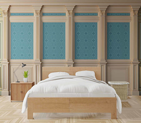 3 Boyutlu Mavi Motif Beyaz Sütun Duvar Kağıdı Baskı