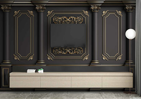 3D Altın Ağaç Duvar Kağıdı Baskı