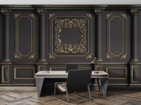 3D Altın Ağaç Duvar Kağıdı Baskı