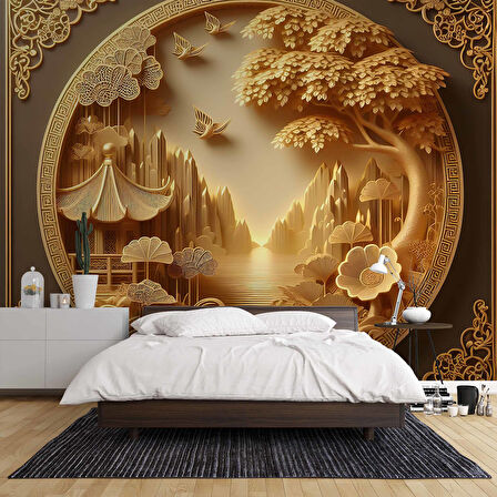 3D Ahşap Tünel Duvar Kağıdı Baskı