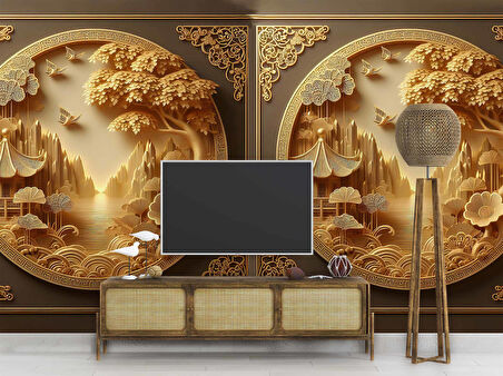 3D Ahşap Tünel Duvar Kağıdı Baskı