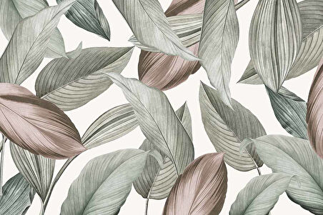 Soft Yeşil Yaprak Desenli Duvar Kağıdı