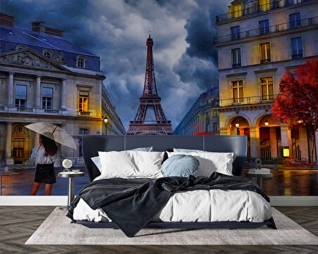 Yağmurlu Günde Eyfel Kulesi Manzarası Duvar Kağıdı