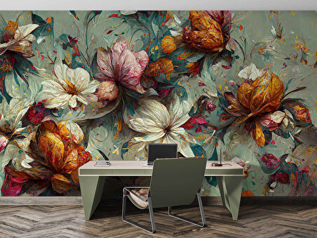 Soft Çiçek Çizimi Desenli Duvar Kağıdı