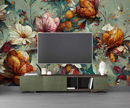 Soft Çiçek Çizimi Desenli Duvar Kağıdı