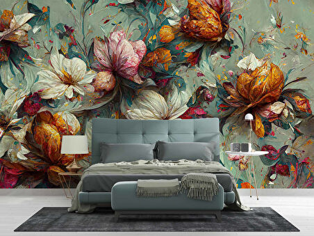 Soft Çiçek Çizimi Desenli Duvar Kağıdı