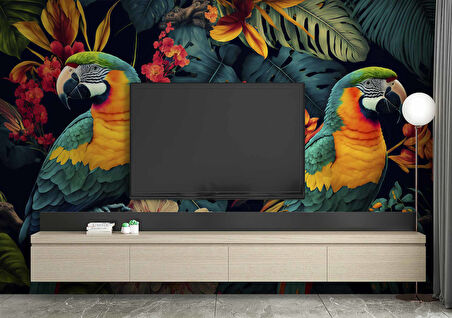 Renkli Papağan Temalı Duvar Kağıdı