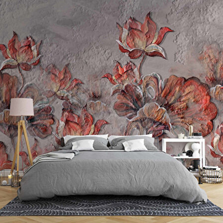 Çiçek Temalı Duvar Doku Temalı Duvar Kağıdı Baskı