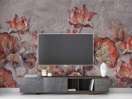 Çiçek Temalı Duvar Doku Temalı Duvar Kağıdı Baskı